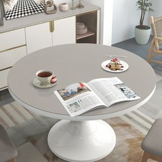 리빙공감 써클 방수 가죽 식탁보 테이블보 테이블커버, 60cm, 그레이