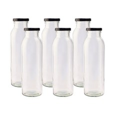 가인글로벌 우유병500 유리병 블랙캡, 6개, 500ml
