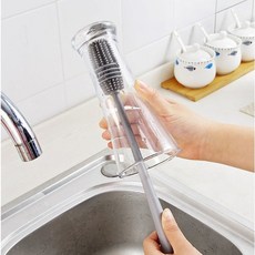 1+1 실리콘 병솔 보틀세척솔 텀블러청소솔 그레이, 2개