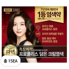 리엔 흑모비책 프로폴리스 담은 크림 염색제 새치용 12회분, 흑갈색, 15개
