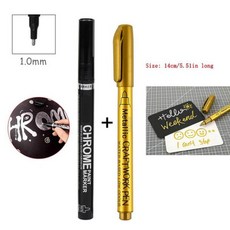 Haile 미러 마커 액체 펜 세트 실버 크롬 DIY 아트 수지 페인트 마감 금속 공예품 Pe, 04 Marker Set -1.0mm A