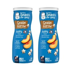 Gerber 거버 유아용 스낵 퍼프 곡물스낵 피치 42g X 2개 - 거버퓨레