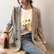 여성 봄 가을 데이트 코디 체크 자켓 코트 데일리룩 레트로 가디건 재킷 바람막이 겨울 코트 자켓 롱