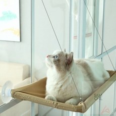 SAMCHIL 고양이 창문 해먹 윈도우 켓타워 냥이침대, 아이보리