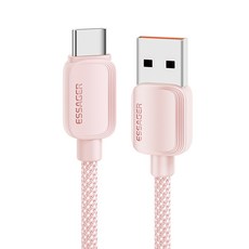 Essager USB C타입 고속 충전 케이블, 2개, 핑크, 2m