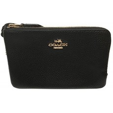 여성명브랜드지갑 COACH 붐 02 페블드 가죽 더블 코너 집 블랙 원 사이즈