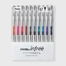 Pentel 에너겔 인프리 볼펜 10색 세트, 인프리 BLN77TL-10 0.7mm 10색 세트