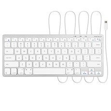 Macally 미니 USB C 키보드 - 플러그 플레이어 Mac Windows iPad Android 용 컴팩트 키보드 USB C 포트 - 78 Scissor 스위치 키 캡 13 바로 가기 키 - 편리한 작은 USB 유형 C 키보드, 본상품