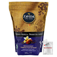 자비다 헤이즐넛 바닐라 원두커피 907g+멀티비타민 1개 캐나다 직배송 Zavida Hazelnut VanillaWhole Bean Coffee, 1팩, 907g