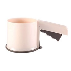 체 베이킹 플라스틱 미세 밀가루 체중계 헬드 핸드 케이크 필터 반자동 메쉬 여과기, beige, 1개