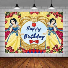 Snow White Princess Birthday Backdrop Kids Girls Rose Yellow/14497376, 상세내용참조