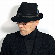 미 디 움 후드 닥스 남성 모자 양모 가을 겨울 닥스 중 접 은 모자 깃털 자수 블랙 (fedora) 남성 생일 모자 선물 포장 무료
