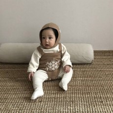 랄) 눈꽃니트 베이비 슈트