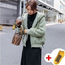 위즈아이 여성 엔젤 양털 후드 자켓 점퍼 WIM023J+국내발송+양말증정