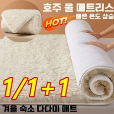1/1+1호주 울 매트리스 숙소 다다미 매트 축열 보온 양면 사용 가능 겨울 가정용 두꺼운 침실 매트, 화이트x1