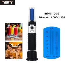 Yieryi 당도 1.000-1.120 맥주즙 굴절계 이중 스케일 ATC 휴대용 디지털 굴절계 충격 방지 상자 포함 0 32, 협력사, 플라스틱 상자로, 2) Plastic box, 1개