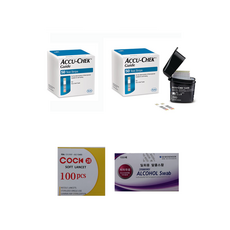 로슈 아큐첵 가이드 Accu-Chek Guide 혈당시험지 혈당측정검사지 혈당측정시험지 당뇨검사지 패키지(시험지100매+호환침100개+알콜솜100매) SW