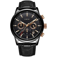 Men's Watches Waterproof 남성가죽시계 크로노그래프 방수 아날로그 쿼츠 스테인리스스틸 우아한 디자인 남성 갠츠 손목시계