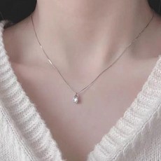 다잇템 여자 펜던트 두꺼운 레인드롭 실버 벌룬 목걸이