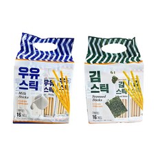 밀크스틱과자 우유맛 김스틱 2종, 256g - 밀크스틱