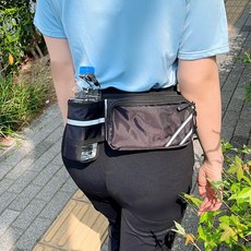 니드닛 스포츠 물병 힙색 조깅 등산 허리가방 남여공용, 블랙