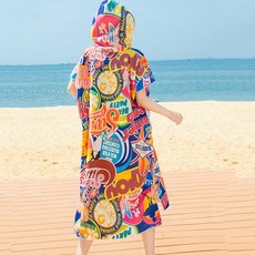 비치 판초 후드 타월 가운 웨어 판초타월 수영 타올 빅사이즈 루즈핏