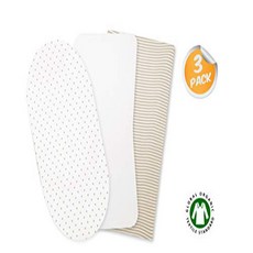 ORGANICKID Bassinet Sheets Fitted GOTS Certified Organic Cotton Non-Distracting Design Pack of 3 ORG, ORGANICKID Bassinet Sheets Fit, 3개