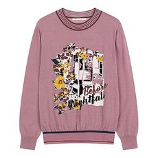 [지컷]노라 플라워 립 배색 니트(7219350019)