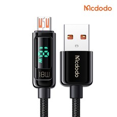 [Mcdodo] 맥도도 디스플레이 USB-A to 마이크로 5핀 고속충전 케이블, 블랙 (CA-7480), 1개