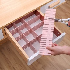길이조절 서랍 칸막이 화장대 서랍장 정리함 씽크대 수납함 정리 공간 분리 트레이 파티션 47x7, 핑크, 1개