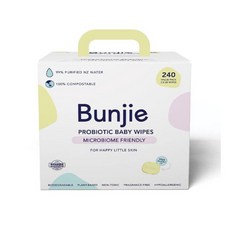 번지 Bunjie 프로바이오틱 베이비 와이프 물티슈 3X80매, 3개 - bunjie