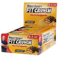FITCRUNCH 유청 단백질 베이킹 바 캐러멜 땅콩 바 12개 각 88g(3.10oz), 1개, 상세내용참조