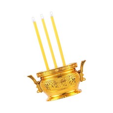 전자 향 버너 보물 그릇 결혼식 축하용 불꽃 없는 LED 촛불 램프, 중간, 금, 플라스틱, 금
