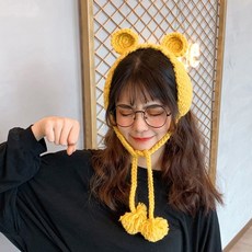 디에프 여성 여자 동글곰돌 귀도리 귀여운 곰돌이 겨울
