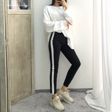 이힝 트임 배색줄 스판레깅스