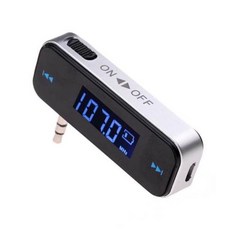 3.5mm 무선 자동차 라디오 음악 오디오 FM 송신기 핸즈프리 블루투스 폰 MP3 패드용 LCD 디스플레이, Black