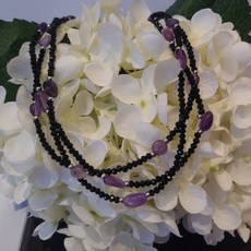 자수정원석금목걸이