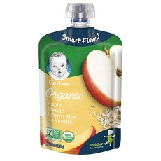 Gerber Toddler Foods Organic Apple Mango Brown Rice Vanilla 거버 토들러 이유식 사과 망고 현미 바닐라 3.5oz(99g) 12팩, 1개
