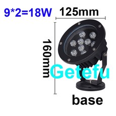 벽 조명 잔디 세척 스포트라이트 투광 조경 DC12V 뒤뜰 정원 나무 IP67 AC220V110V 야외 LED 비율 램프, 125mm 18W base, 110V 220V, Blue