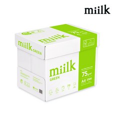 miilk 그린 복사용지 75g, 2500매, A4 2500매, A4