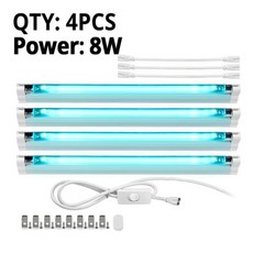 살균 자외선 소독기 UV살균기 UVC 석영 램프 T5 튜브 UV 살균 전구 6W 8W 110V 220V, 8) 4Pcs 8W With Plug 220V EU