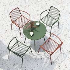 야외 테이블 세트 카페 테라스 의자 야외용 베란다 정원 철제 원형 마당 옥상 티테이블, 와인 테이블
