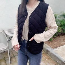 티데일리 여성용 펌다이아 퀼팅 조끼 캐주얼 누빔 베스트