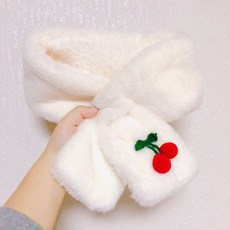 [천삼백케이] [체리콘] 몽글몽글 양면목도리+체리브로치