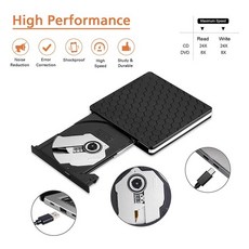 USB 3.0 외장 CD DVD 라이터 광학 드라이브 프리 SD/TF 포트 버너 리더 플레이어 노트북 노트북용 플매트 카펫 러그 앤 플레이, [02] White border, 2) White border