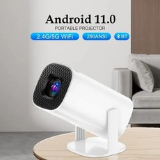 HONGTOP 스마트 미니 휴대용 프로젝터 P30 블루투스 와이파이6 안드로이드11 4k 지원, European standard