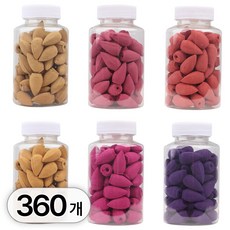 투데이리빙 360개 세트 6종 대용량 인센스콘 향피우기 스트레스 완화 백플로우 콘향 역류 향 심신안정 굿밤 인센스 콘, R98209B(B타입 6종, 1세트 R98209B(B타입 6종, 1세트