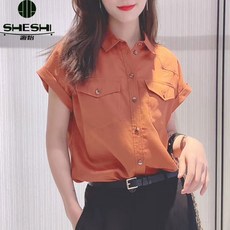 반팔셔츠룩 반팔셔츠남방 마마 시다 여름 주머니 캐쥬얼 와이드 루즈핏 오피스 아방가르드한디자인