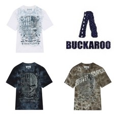 BUCKAROO 여름 버커루 남성 30수 해골 MIX 아트웍 자수 반팔 티셔츠
