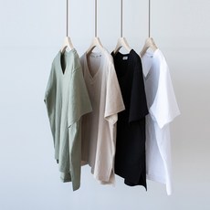 코코세븐 여성빅사이즈 슬라브 V넥 반팔티셔츠 L~2XL 반소매